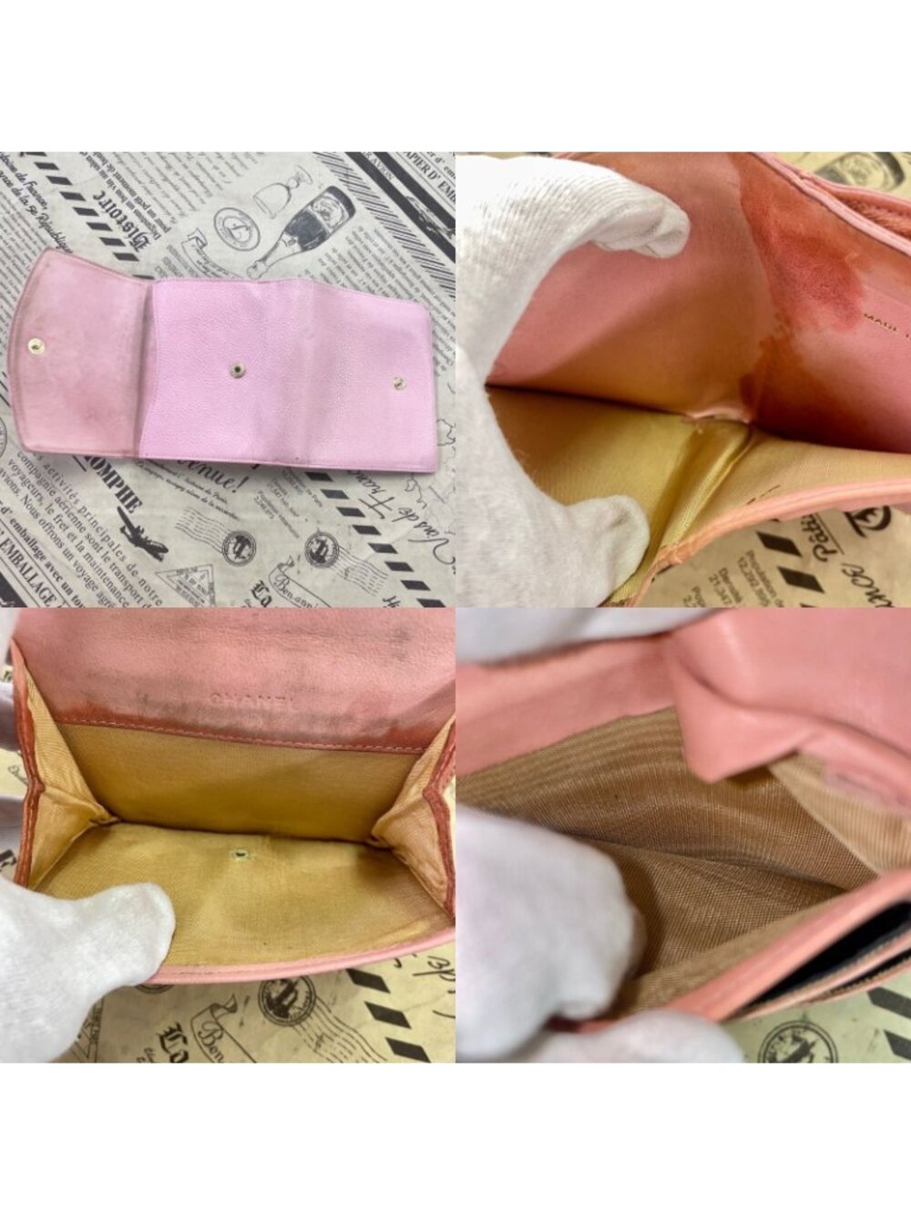 Chanel Fold Wallet Hook CC Logo Caviar Leather Pink - Picture 11 of 15